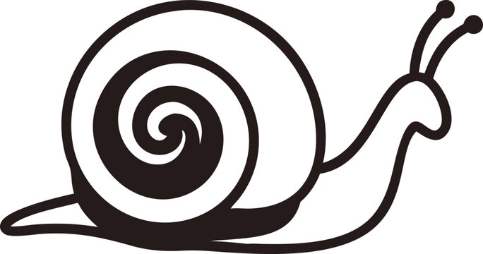 Black and white snail icon with spiral shell