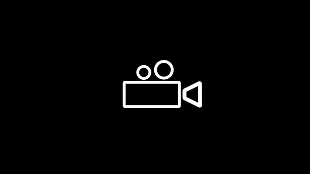 Video recording icon animation on clean background, camera record symbol motion design ideal for media apps.