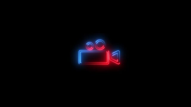 Video recording icon animation on clean background, camera record symbol motion design ideal for media apps.