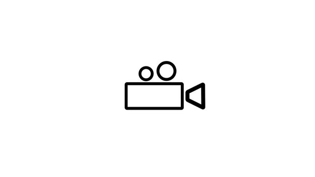 Video recording icon animation on clean background, camera record symbol motion design ideal for media apps.