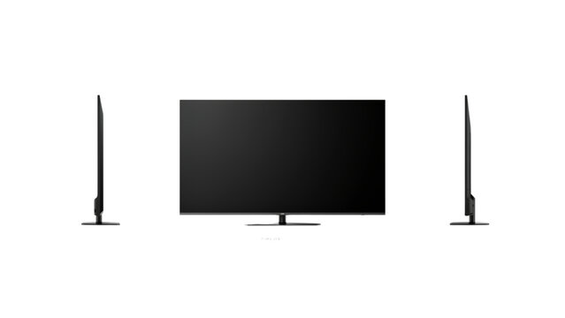Modern flat screen tv with black stand on clean background Vector