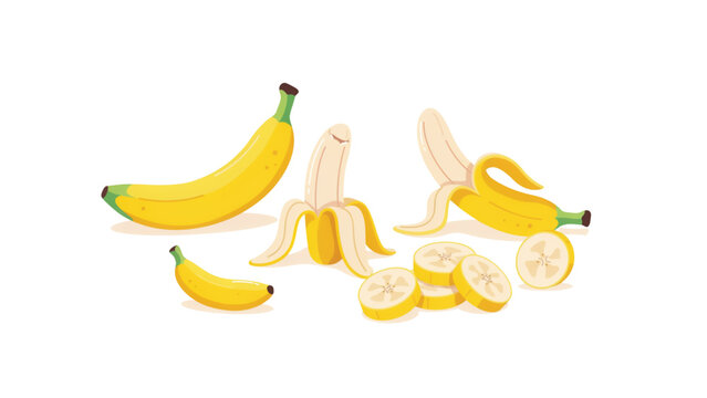 Yellow bananas scattered in playful arrangement Vector