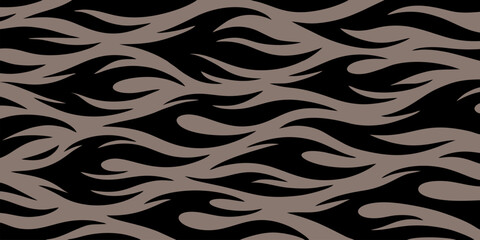 Fototapeta premium Seamless pattern wavy line shape flame burning black brown color, colorful geometric, dynamic texture and modern artistic flow, ideal for poster printing, wallpaper and digital design.