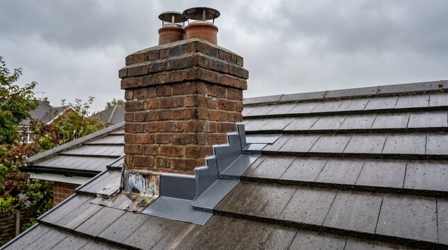 Residential roof clear solution to chimney leakage and moisture damage