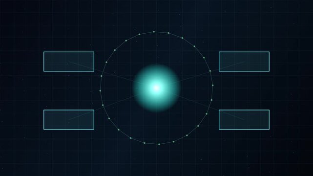 Animated blue orb with grid background