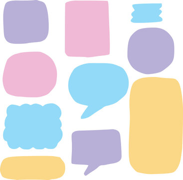 flat speech bubble and dialogue set vector. Colorful chat text doodles.