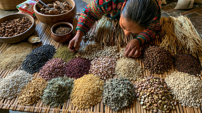 <Organic Herbal Spices Handcrafted by Artisans: A Sustainable Traditional Food Harvest>