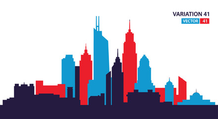 Obraz premium Colorful abstract skyline silhouettes