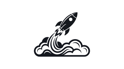 Retro Rocket Launching into Space with Smoke Trail © jami