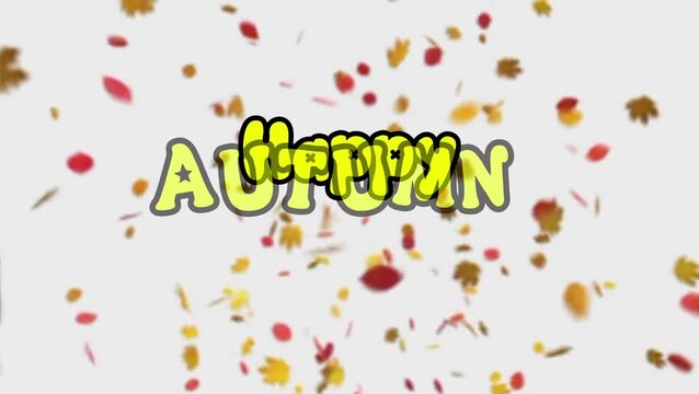 autumn background with text and falling leaves