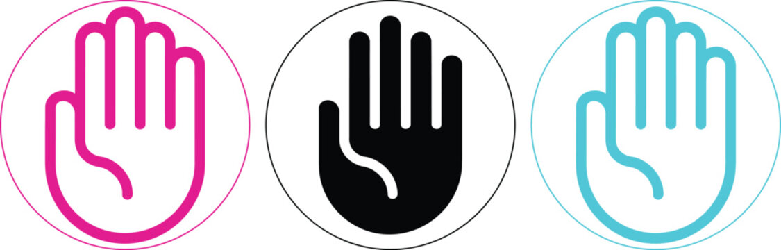 Hand showing three fingers gesture in different colors