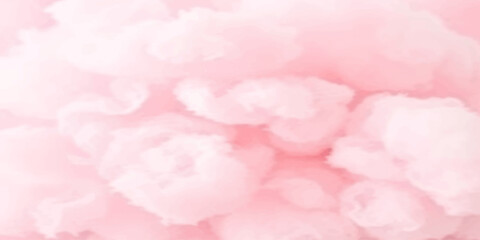 Fototapeta premium Close-up, macro shot of fluffy, airy pink cotton candy, appearing like clouds of spun sugar, delicate and sweet.
