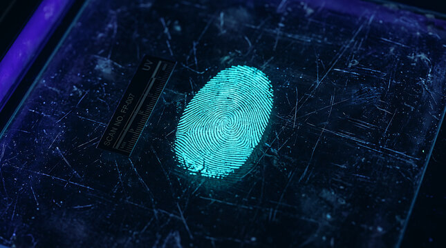 Close-up of a clear fingerprint on a dark textured background Detective Mystery Document, Dark Cinematic