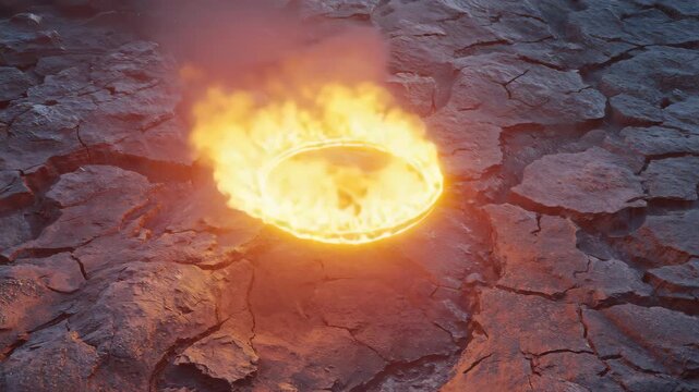 Burning Lava Crater with Intense Fire Energy Effect