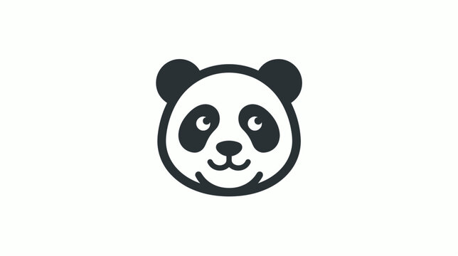Round panda face mascot logo vector illustration for kids brand fun corporate identity flat minimal graphic isolated white background design