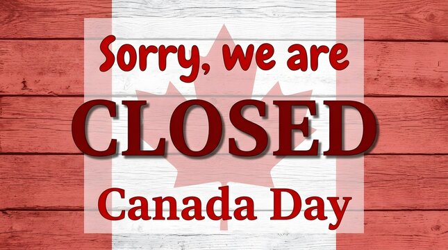 Sorry we are closed sign for canada day celebration