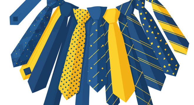 Collection of Blue and Yellow Neckties with Patterns