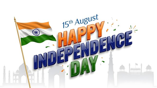 Happy indian independence day flag with celebration text