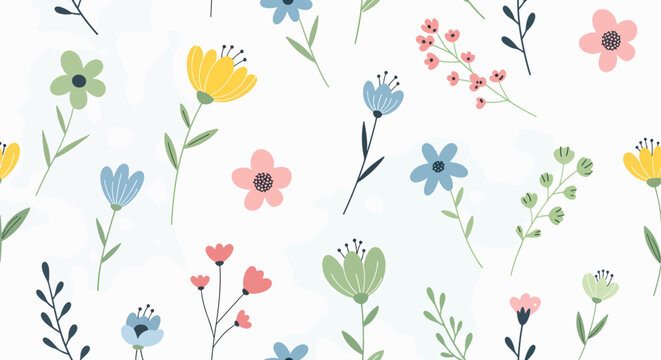 Stylish floral design showcasing elegant blooms and decorative leaves in endless repetition