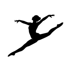 Fototapeta premium Graceful Ballet Dancer Jumping Silhouette Vector Illustration