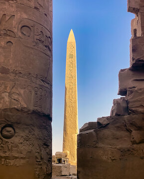 Obelisk in a temple in Luxor Egypt