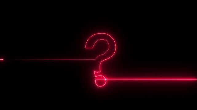 Neon glowing loop Question mark sign Question mark icon asking icon animation.4k resolution abstract advice.Motion graphic.