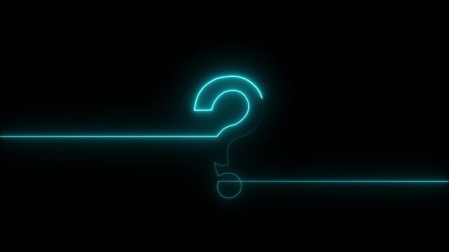 Neon glowing loop Question mark sign Question mark icon asking icon animation.4k resolution abstract advice.Motion graphic.