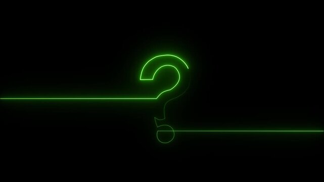 Neon glowing loop Question mark sign Question mark icon asking icon animation.4k resolution abstract advice.Motion graphic.