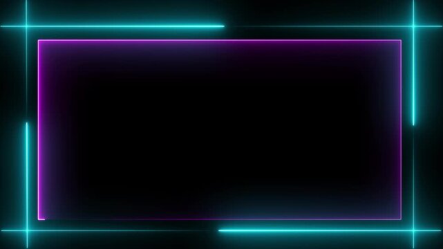 Abstract neon line picture frame background, Rectangular Fire effect Animation. Fire Flame Gradually Appearing in A rectangle Frame. lights in rectangle shape background. .4K Motion Graphic.