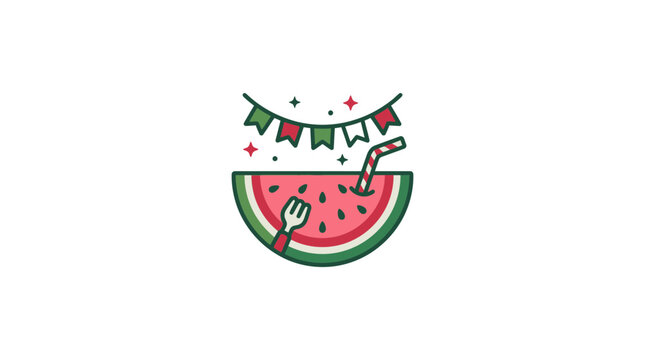 Icon of a watermelon slice party.