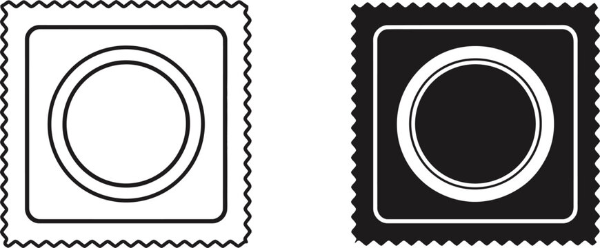 Two simple square frames with thick borders and inner circle outline Vector