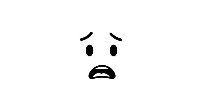 Distressed facial features with gaping mouth and worried eyes