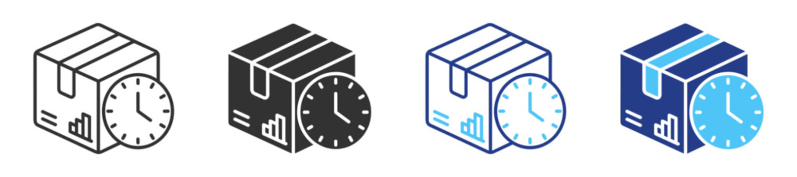 Package tracking and delivery icons, shipping, shipment monitoring and logistics service symbols on transparent background