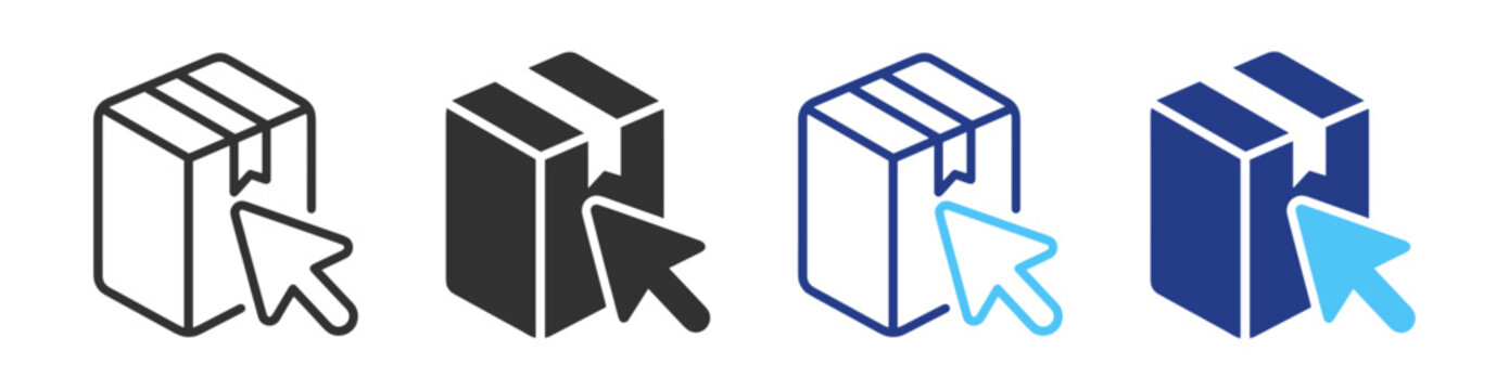 Package tracking and ecommerce icons, shipping, order monitoring and logistics service symbols on transparent background