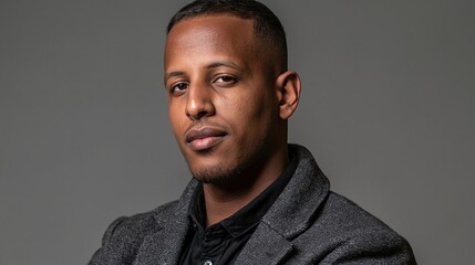Fototapeta premium Gen Z Team Lead Young Slim East African Man Future Operations Calm