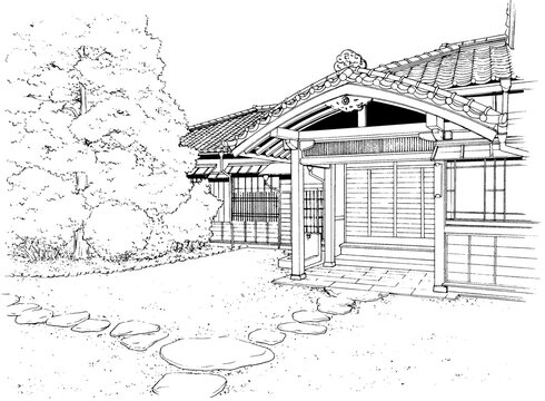 漫画風ペン画イラスト　明治大正_外観