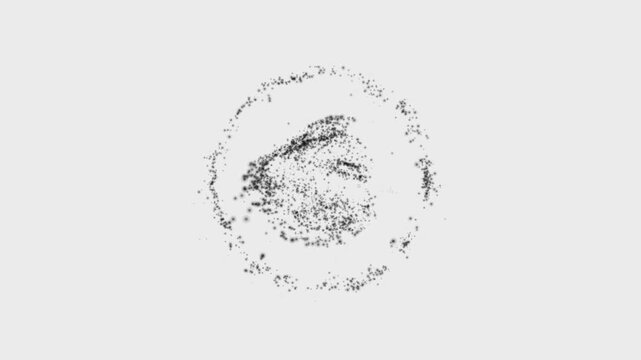 abstract quantum atom nucleus silhouette forming from colorful neon particles on black background for science technology and artificial intelligence motion graphics