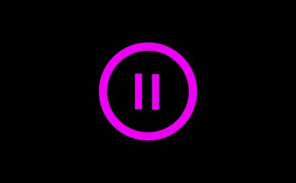 Video, audio neon play button icon animation. glowing play button animation. Mouse clicking video play and pause button with chroma key, screen and alpha channel 4k