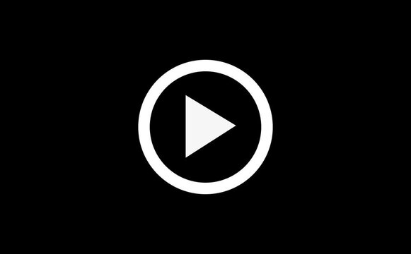 Animation of glowing portal play button icon. Press to play. Start button sign. Music play button icon.