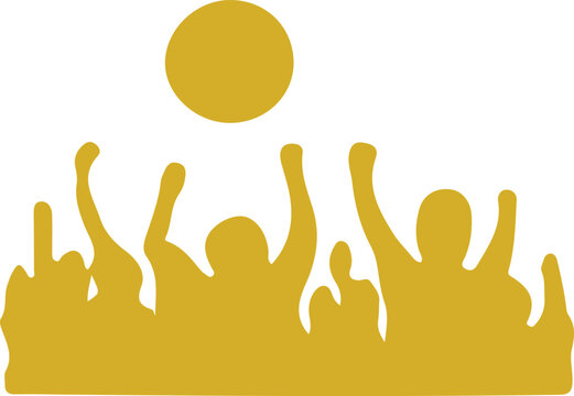 Soccer Fans Crowd Stadium Silhouette Element Icon