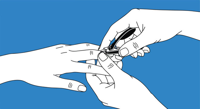 Hands clipping fingernails with clippers