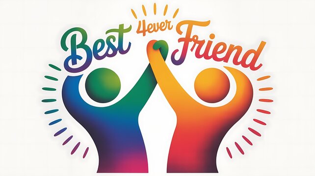 Best friend 4ever conceptual graphic illustration with two people high fiving friendship connection together
