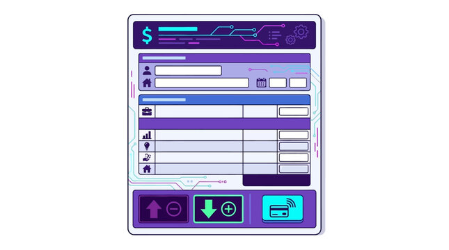 Digital financial management app interface with budgeting elements