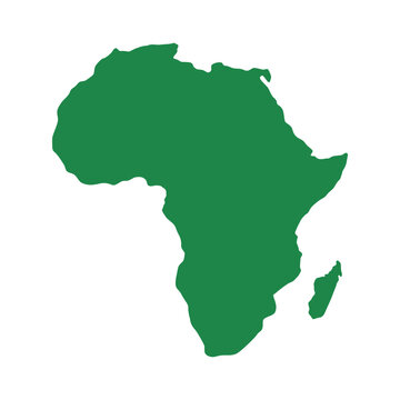 Green Silhouette of the African Continent and Madagascar Juneteenth