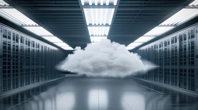 Cloud computing server room interior