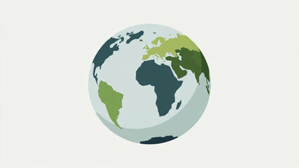 Obraz premium Stylized Earth Globe Illustration with Green Landmasses Dark Blue Oceans and Light Background
