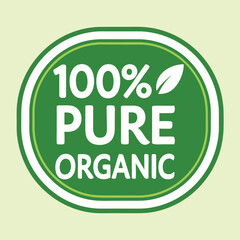 Naklejka premium Green organic logo leaf-icon white-text 