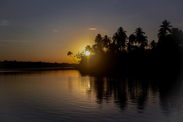 Fototapeta premium Sunset Reflections on the Orinoco Delta River