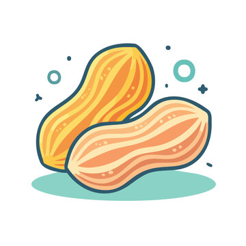 Two peanuts illustration in flat design style