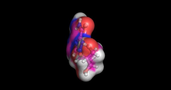 Ribavirin, antiviral agent for chronic Hepatitis C virus infection and hemorrhagic fever, 3D molecule spinning, 4K